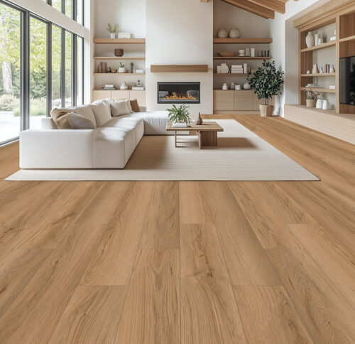 AquaProof Harbor Acres waterproof laminate flooring installed in a living room